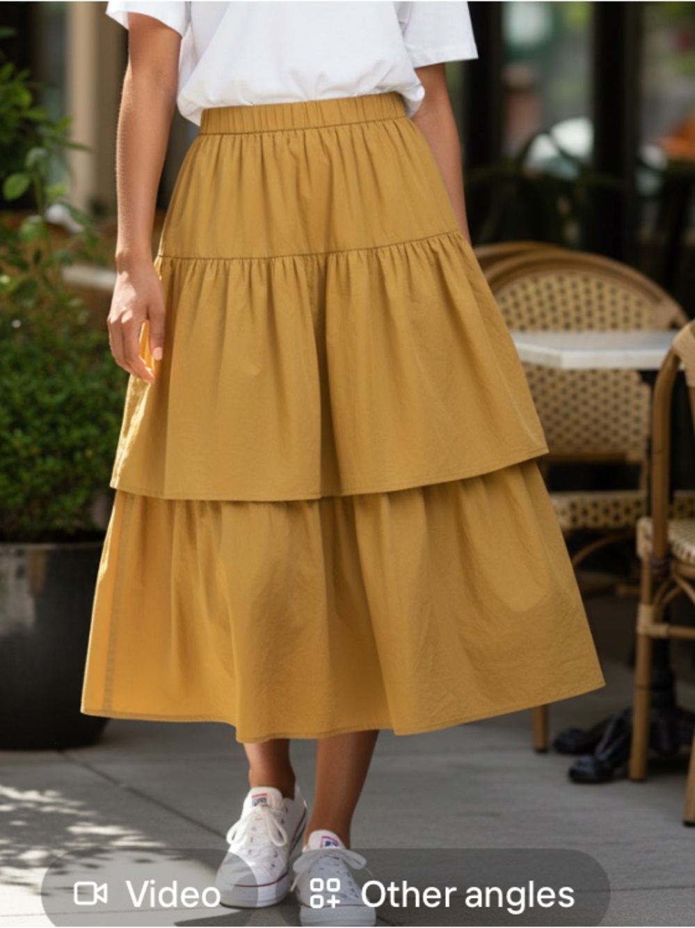 Who What Wear Mustard A-Line Tiered Skirt
